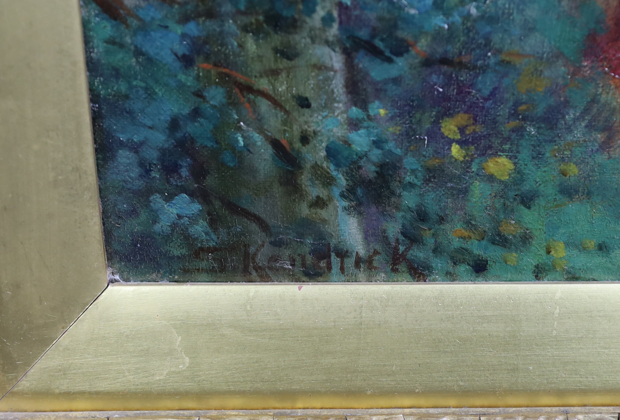 Sydney Percy Kendrick (English, 1874-1955), 'Gathering Daffodils', oil on canvas, 55 x 40cm